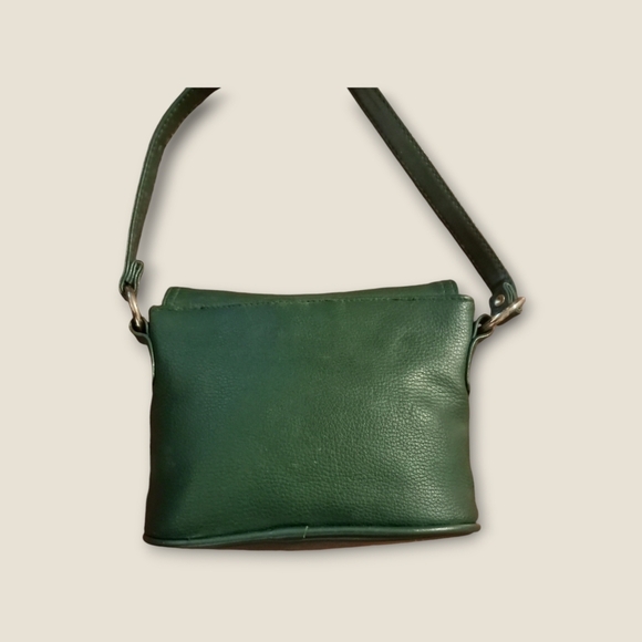 Vintage Moda Italia Hunter Green Leather Crossbody Purse - Picture 2 of 3